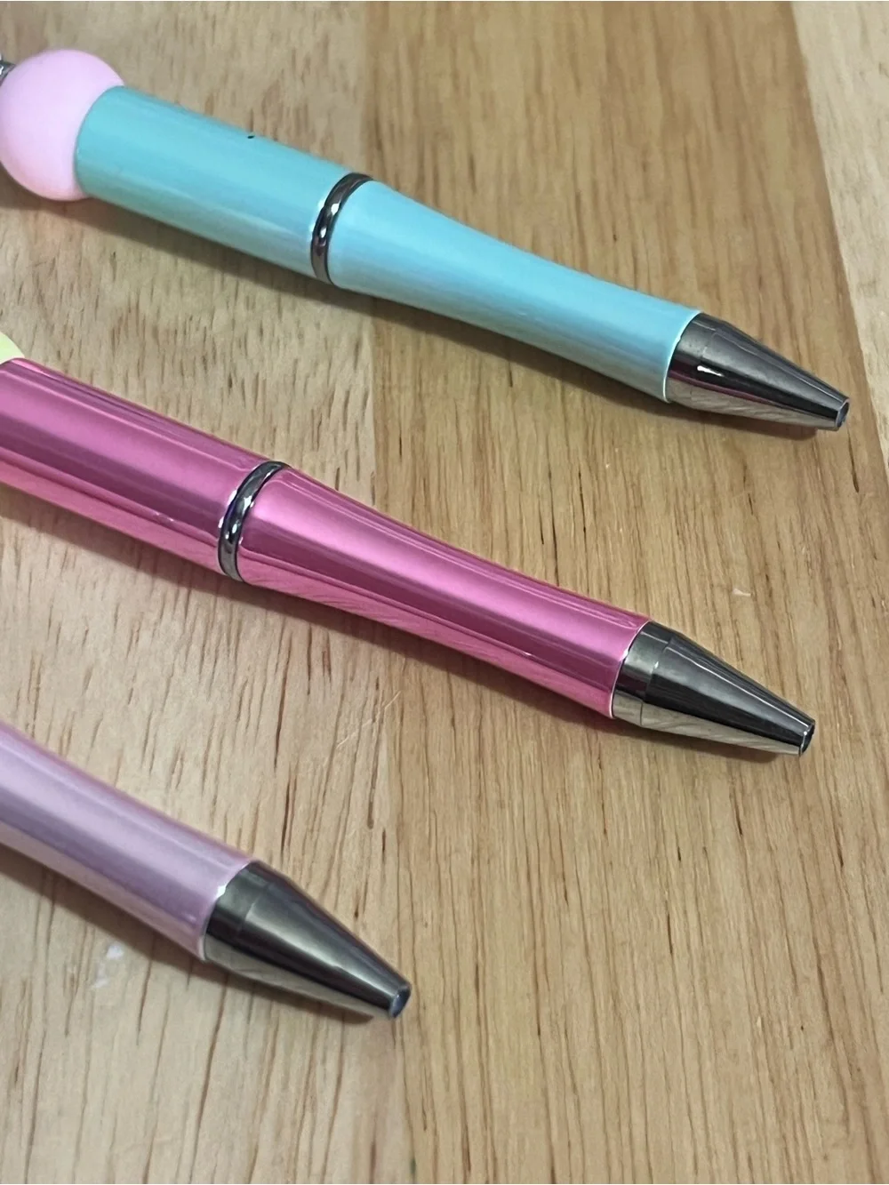 Set of 3 Decorative Fairy Top Ballpoint Pens - Pink, Hot Pink, Mint M57